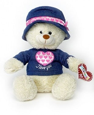 Câlin ours avec le denim et le cœur