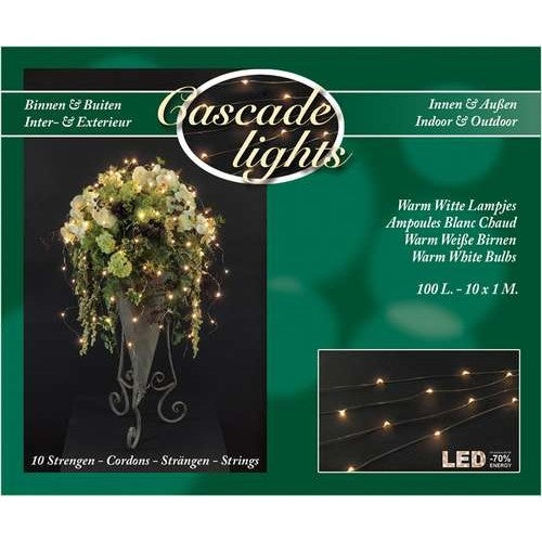 Éclairage en cascade 100 lumières LED blanches chaudes