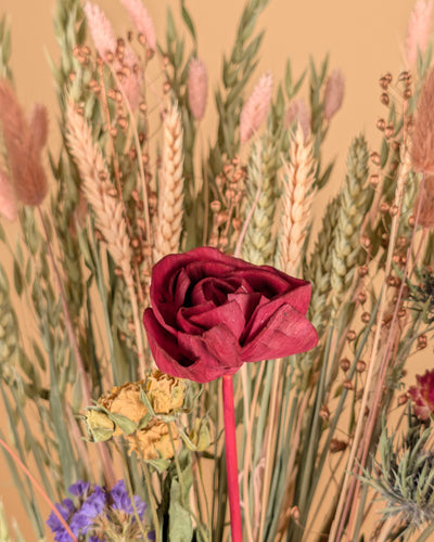 Burgundy Bliss – Droogbloemen Veldboeket (60 cm)