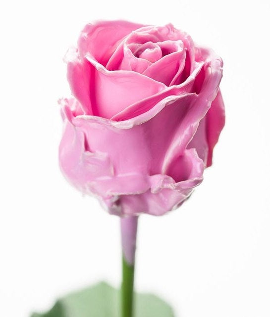 Bouquet de grandes roses de cire rose fluide
