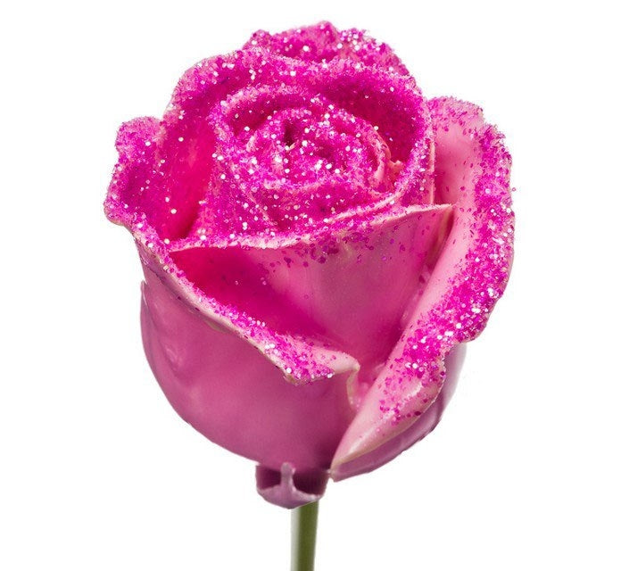 Bouquet of large -flowered wax roses pink with pink glitter