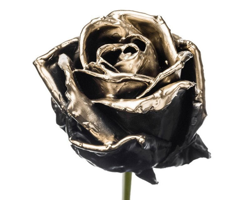 Bouquet of large -flowered wax roses black with golden blush