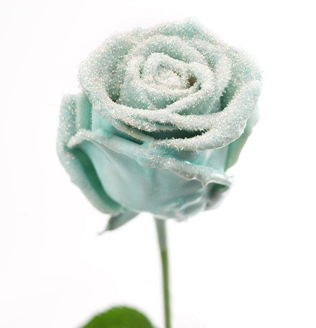 Bouquet de grandes roses de cire à flux vintage avec de la neige