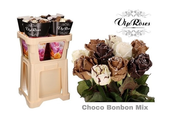 Bouquet of 10 large -flowered wax roses choco bonbon mix