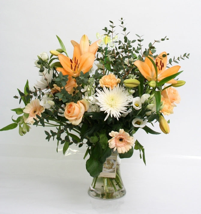 Boeket bloemen Tendresse Oranje Peach Nieuwe Woning