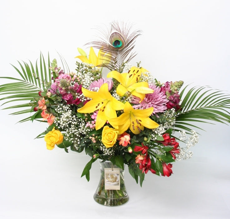 Bouquet Bloemen stolz als Pfau neues Zuhause