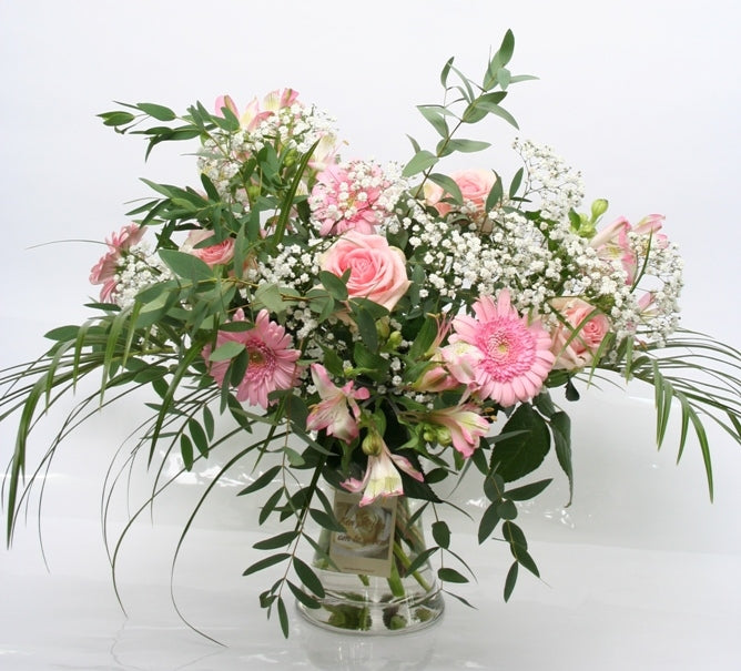 Bouquet fleurs doux rose merci