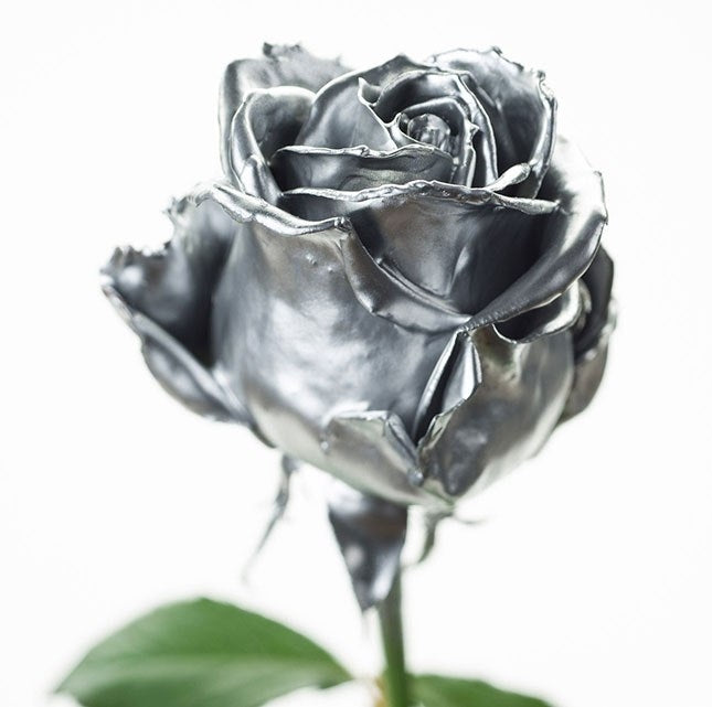 Roses de cire bouquet argent coloré
