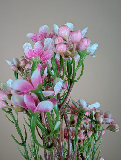 Fleur de cire en soie – Rose tendre (78 cm)