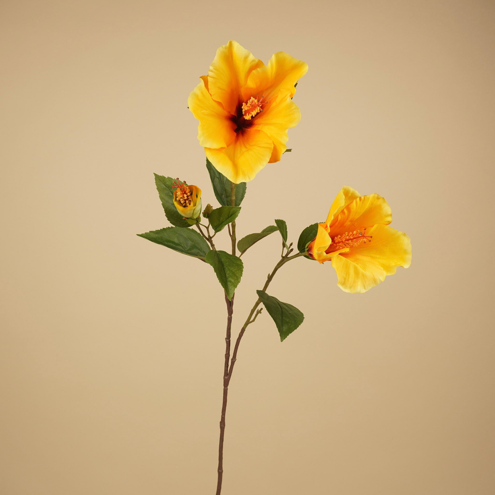 Zijde hibiscus tak geel 102 cm