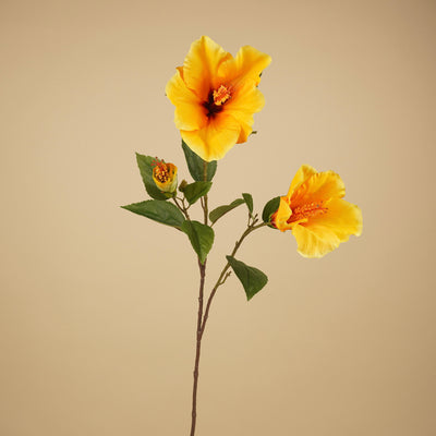 Zijde hibiscus tak geel 102 cm
