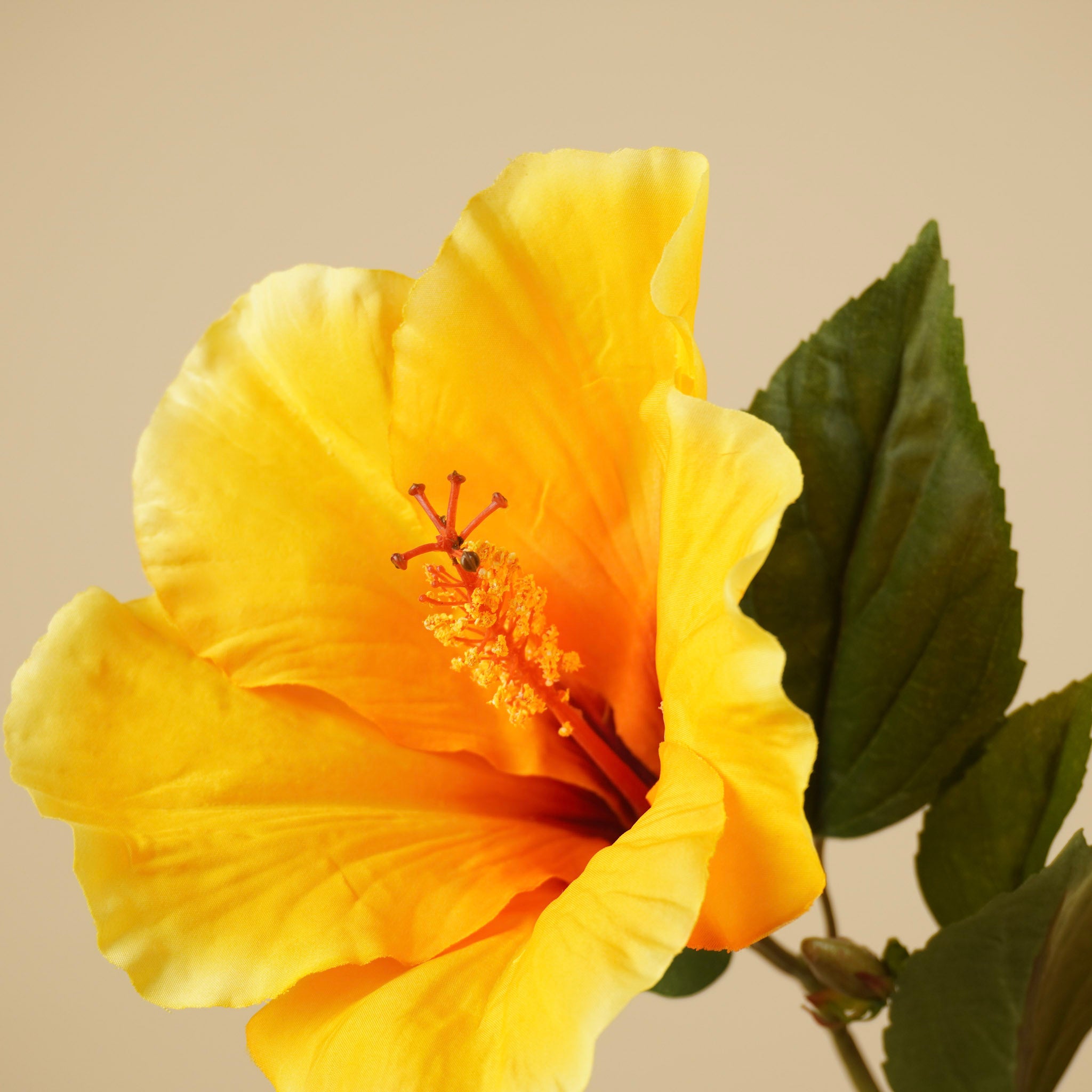 Zijde hibiscus tak geel 102 cm